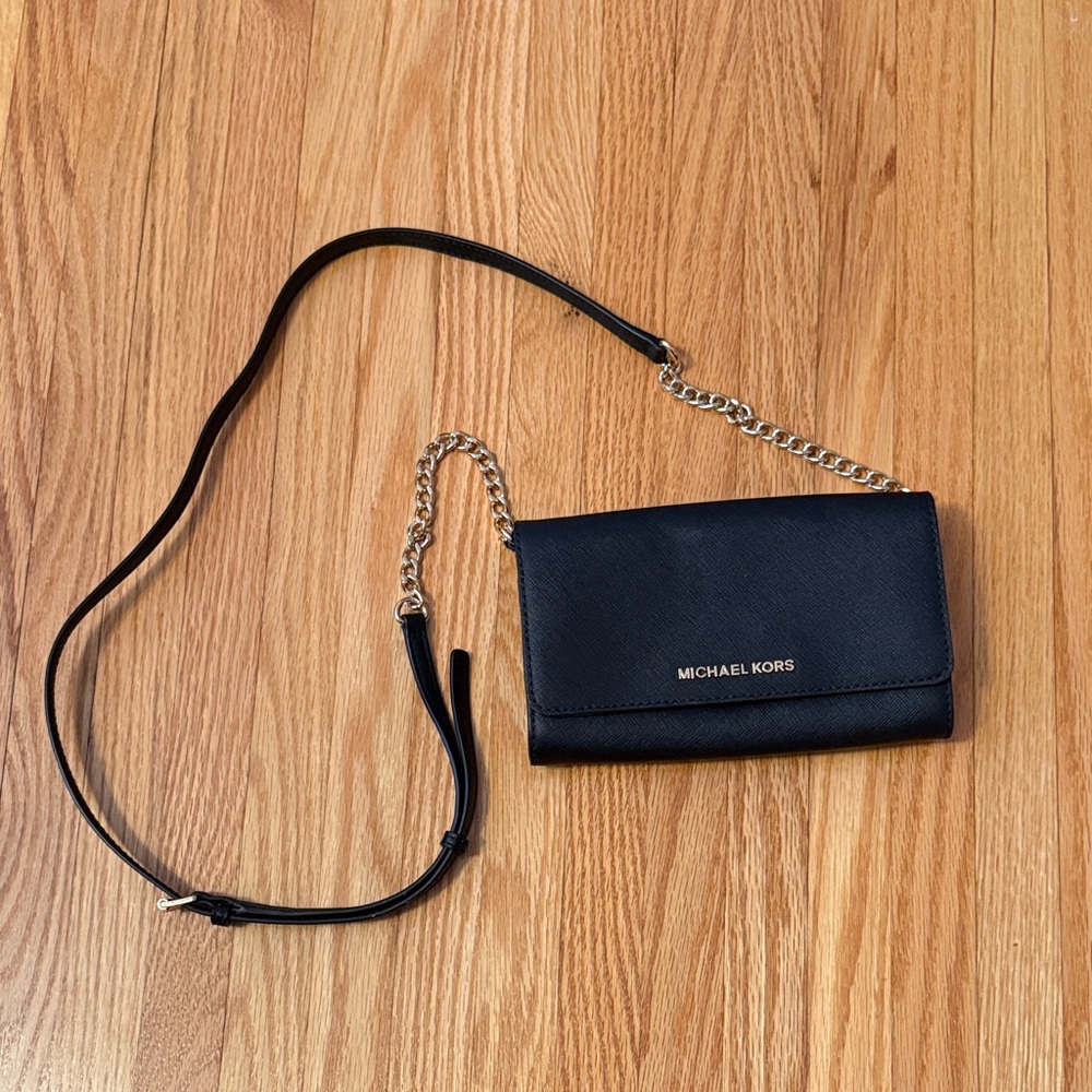 Michael Kors Black Crossbody Bag with Gold Chain